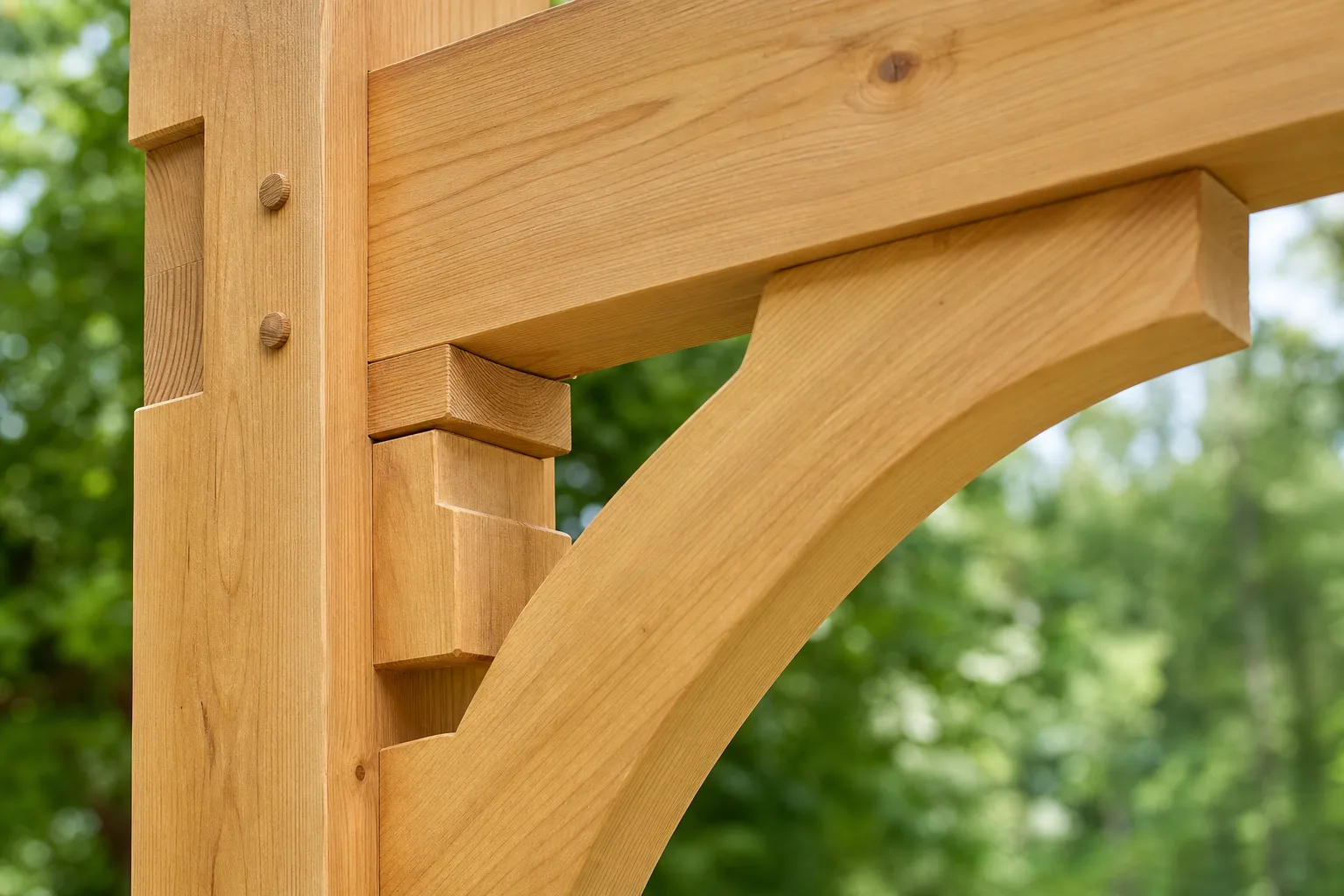 Узел деревянной фермы Common Truss — клеёный брус, нагели