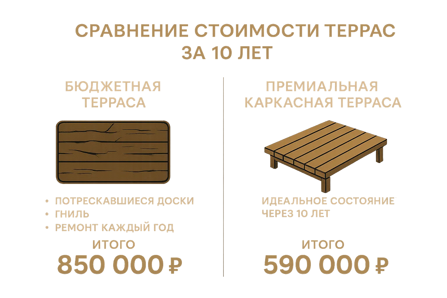 Сравнение стоимости террасы в СПб — эконом vs премиум на горизонте 10 лет