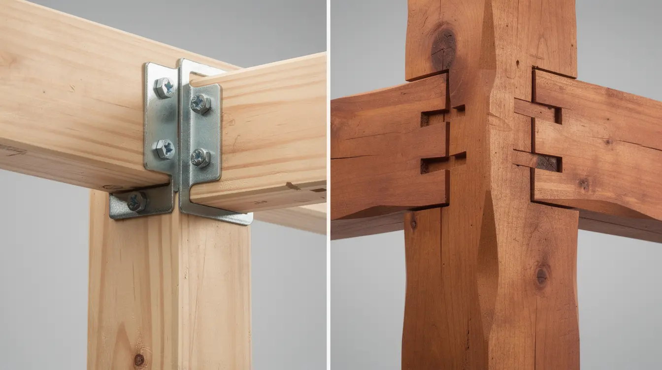 Сравнение соединений: стандартный каркас на металлокрепеже и соединение Timber Frame