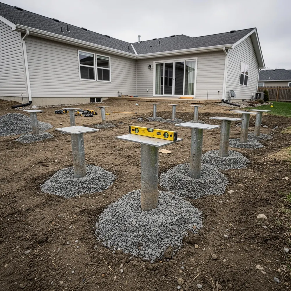 Навес для двух автомобилей — 30 м² — Винтовые сваи ∅89: монтаж за 1 день