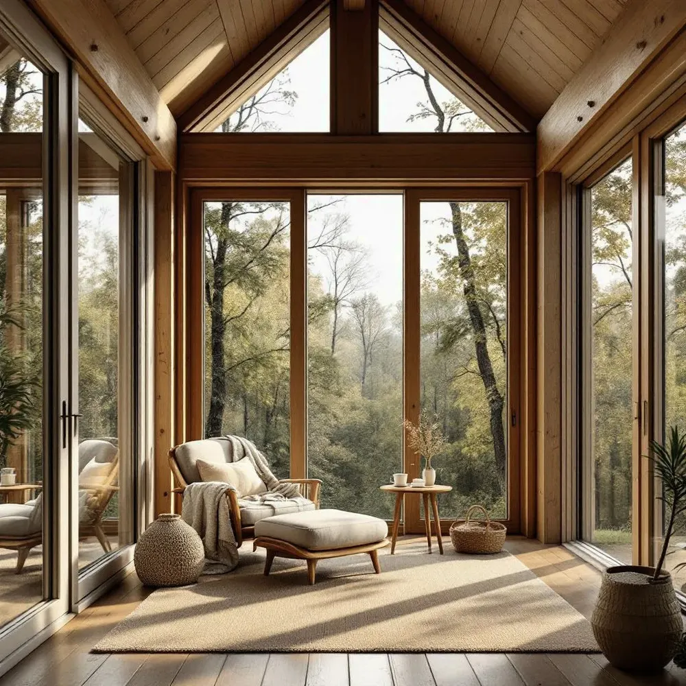 Остеклённая веранда для круглогодичного отдыха — 25 м² — Каркас GL24h виден изнутри